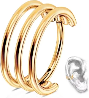 G23 Titanium Conch Piercing Jewelry Hoop: 16G 8mm/10mm/12mm Diamond Cartilage Earring Helix Double Piercing Hoop Septum Rings Hypoallergenic Nose Rings Hinged Segment Clicker Lip Rings Rook Daith Tragus Earrings