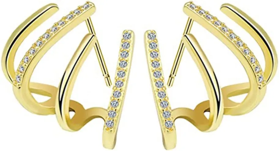 GALPADA Claw Earrings Women Wrap Zircon Stud Ear Cuff Hoop Earrings girls Needle Claw Stud Earrings Ear Wrap Cuff Piercing Studs