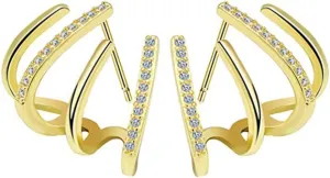 GALPADA Claw Earrings Women Wrap Zircon Stud Ear Cuff Hoop Earrings girls Needle Claw Stud Earrings Ear Wrap Cuff Piercing Studs