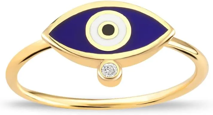 Gelin 14k Solid Gold Evil Eye Ring for Women