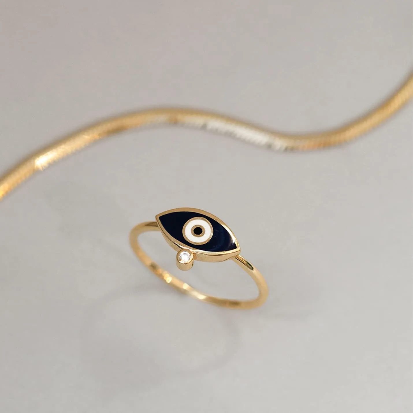 Gelin 14k Solid Gold Evil Eye Ring for Women