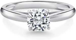 Gem Stone King 10K White Gold Lab Grown Diamond Engagement Ring For Women | 0.70 Cttw | Cushion 5MM | Gemstone April Birthstone | DEF Color | VVS-VS Clarity | Available in Size 5,6,7,8,9