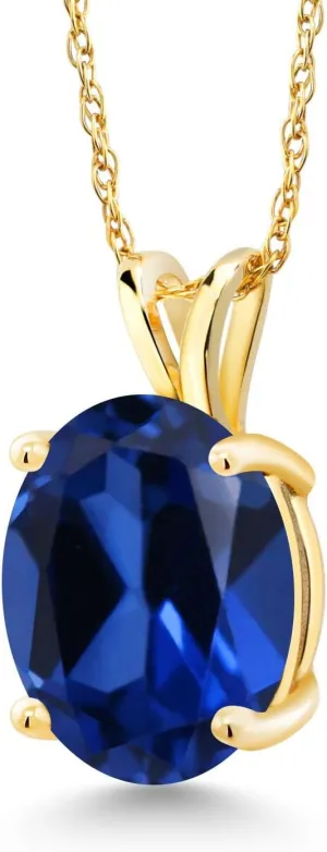 Gem Stone King 14K Yellow Gold Oval Gemstone Birthstone Pendant Necklace | Oval 11X9MM | Gold Necklace For Women | With 18 Inch 14K Gold Chain