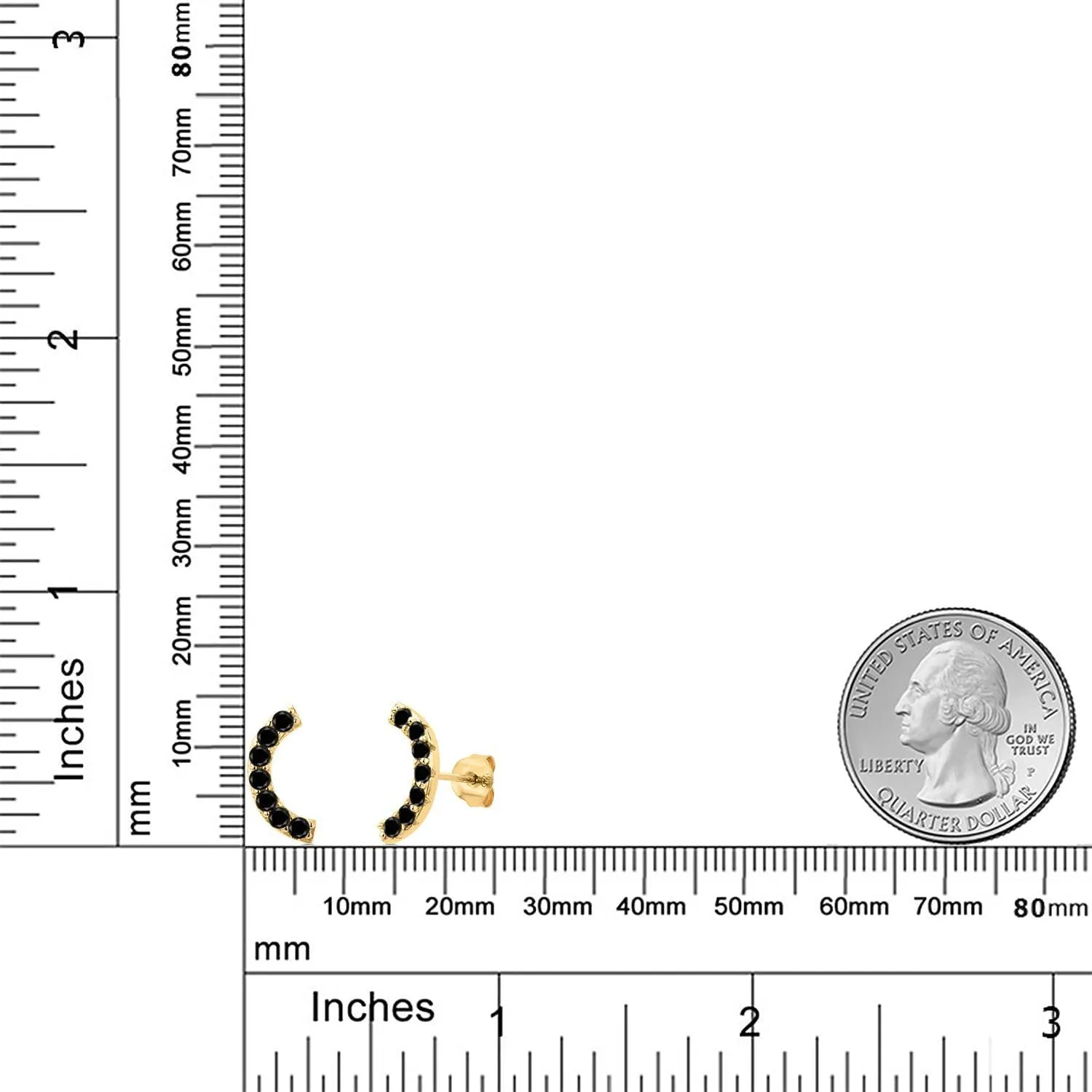 Gem Stone King 18K Yellow Gold Plated Silver Round 2MM Gemstone Stud Ear Crawler Earrings for Women