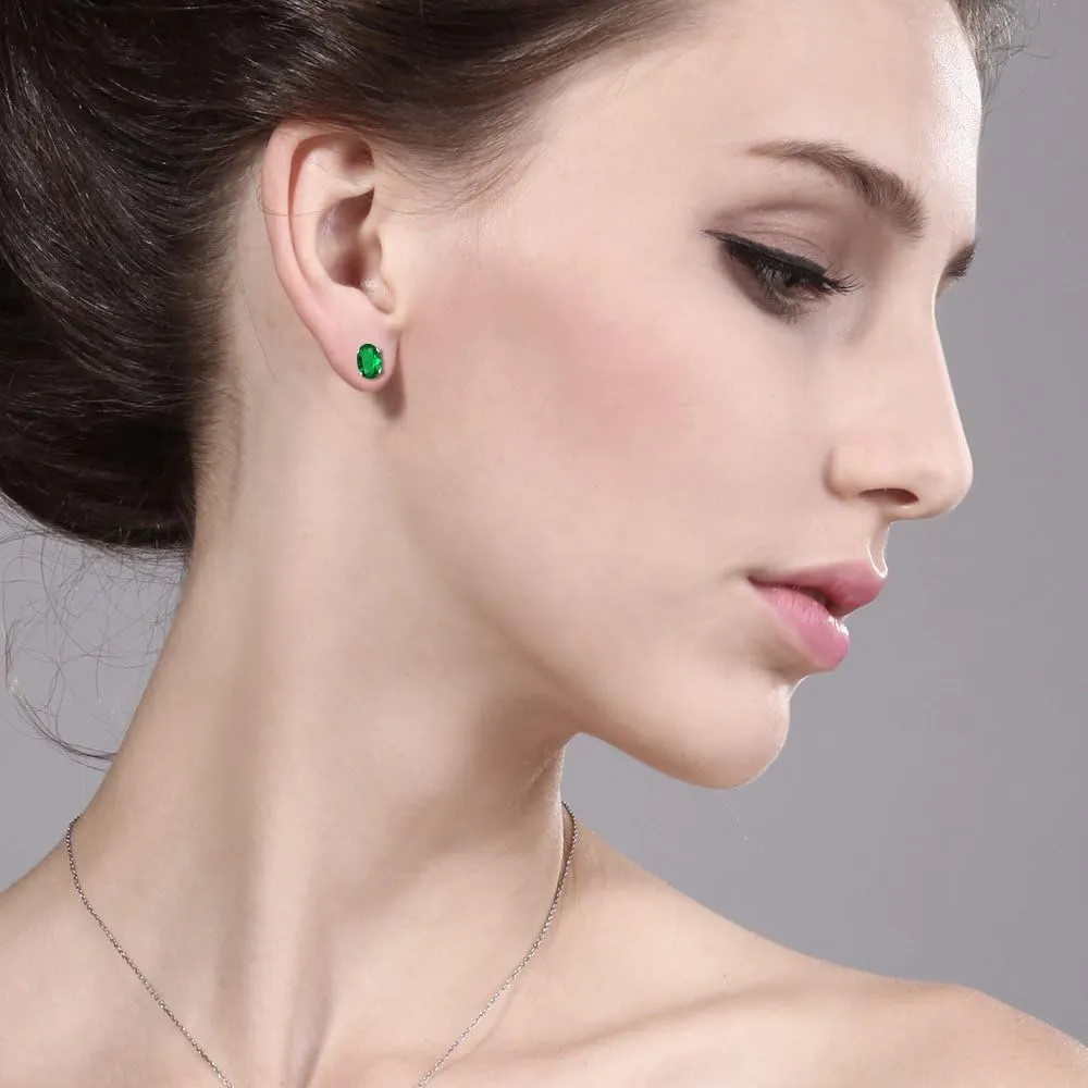 Gem Stone King 7X5MM Oval Gemstone Birthstone Stud Earrings For Women Men | 925 Sterling Silver | Fine Jewelry Gifts for Her Mom Women Wife