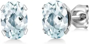 Gem Stone King 7X5MM Oval Gemstone Birthstone Stud Earrings For Women Men | 925 Sterling Silver | Fine Jewelry Gifts for Her Mom Women Wife