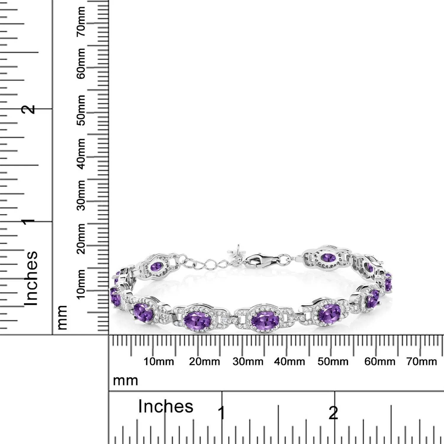 Gem Stone King 925 Sterling Silver Oval Gemstone Birthstone Tennis Bracelet For Women | Oval 6X4MM | 7 Inch With 1 Inch Extender | Fine Jewelry Gifts for Her Mom Women Wife