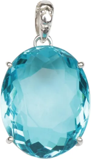 GEMHUB 108 Carat Blue Topaz Pendant Oval Cut Sterling Silver Pendant Without Chain Jewelry