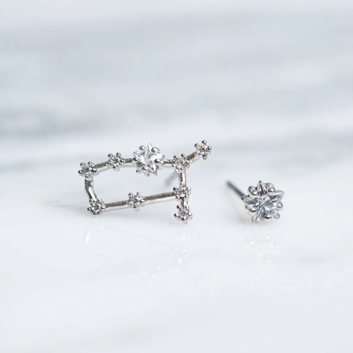 Gemini 24k White Gold Plated Studs