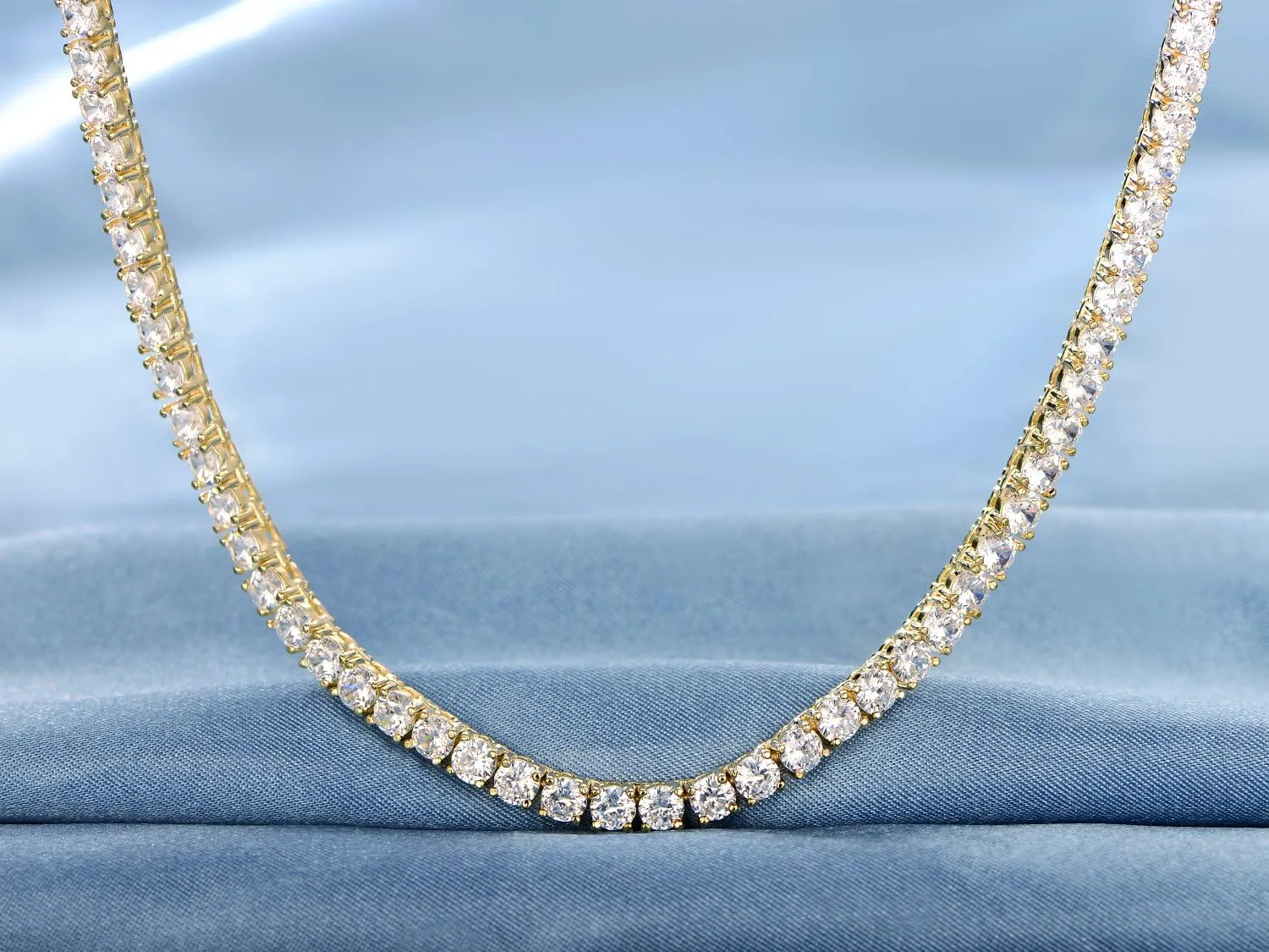 Gemsme 18K White Gold Plated Tennis Necklace/Bracelet/Earrings/Band Ring Sets Hypoallergenic Jewelry Pack of 4