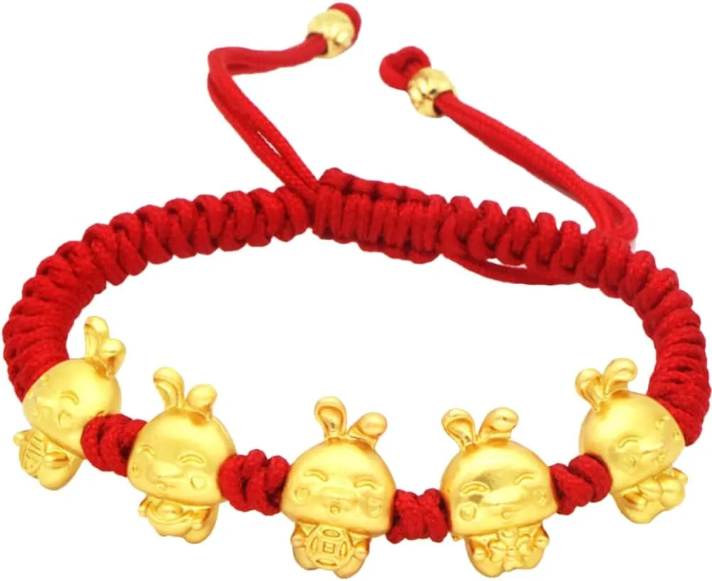 Generic 2022 Chinese New Year Tiger Red String Rope Feng Shui Lucky Strap Friendship Handmade Bracelet Tiger Charm Bracelet Adjustable Braided Rope Bracelet, QYT5500713SOYRY2, 22x1.1cm
