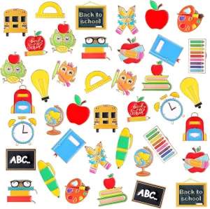 Giegxin 40 Pcs Back to School Pins Bulk for Students Teachers Pins Back to School Gifts for Students Cute Brooches Lapel Pins Brooch Pins for Clothes Bags Accessories Gifts