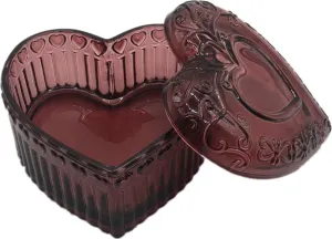 Glass Jewelry Box Heart Shape Cute Box for Storage Ring Earring Trinket Vintage Jewelry Organizer Decorative Gift for Women Girls-GRB003-Red