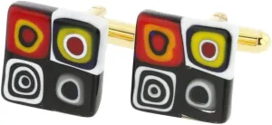 Glass Of Venice Murano Glass Millefiori Square Cufflinks - Trendy Multicolor