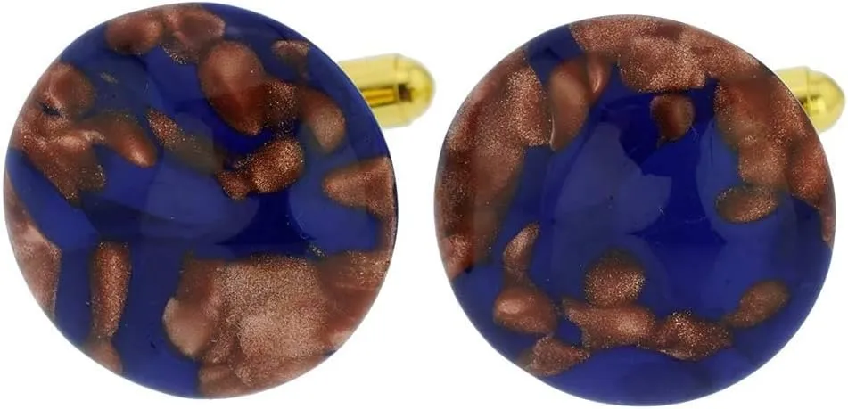 Glass Of Venice Murano Glass Venetian Sparkles Cufflinks - Navy Blue