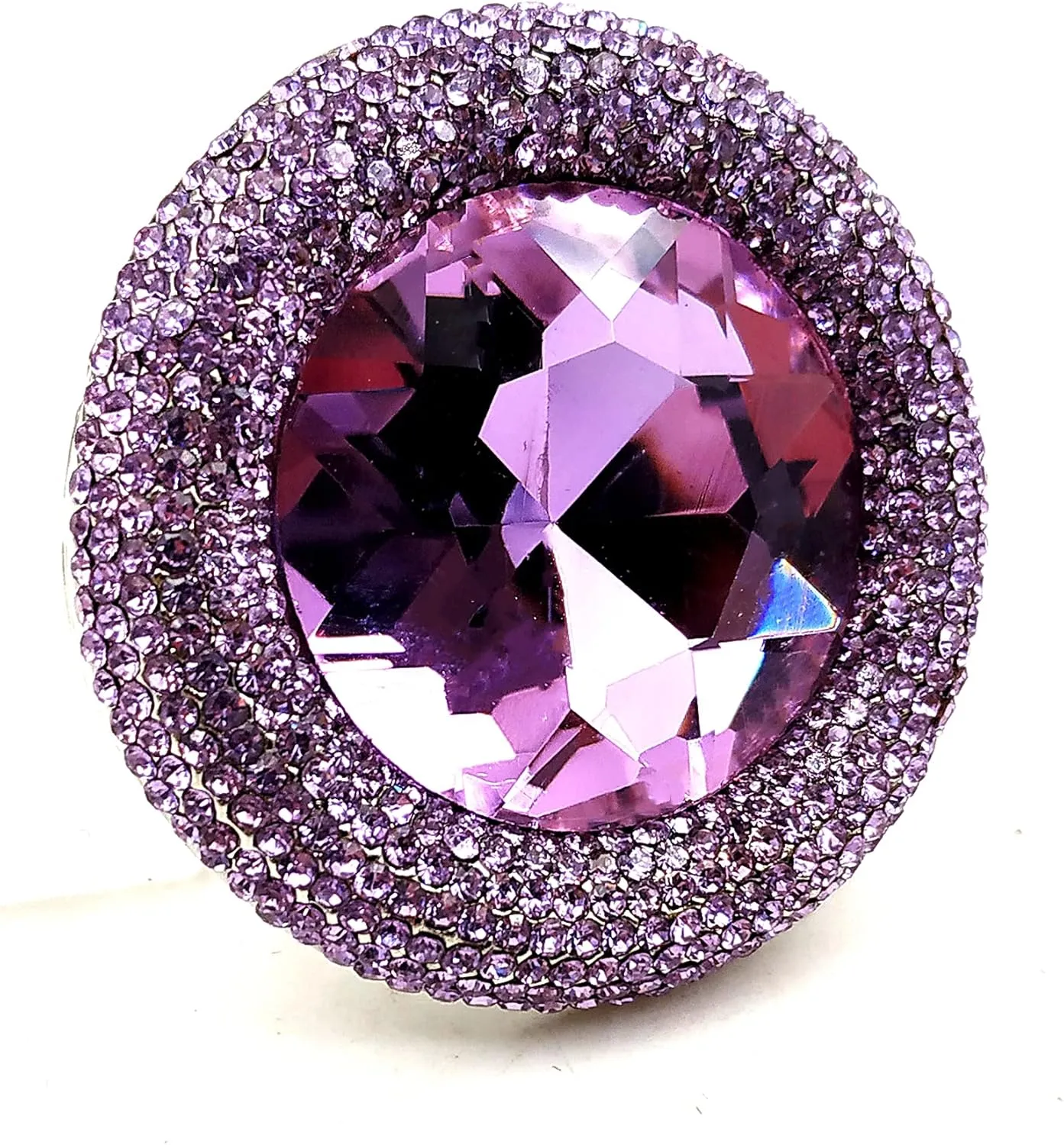 Glitter Wide Pave Round Stone Shaped Brooch Rhinestone Pin
