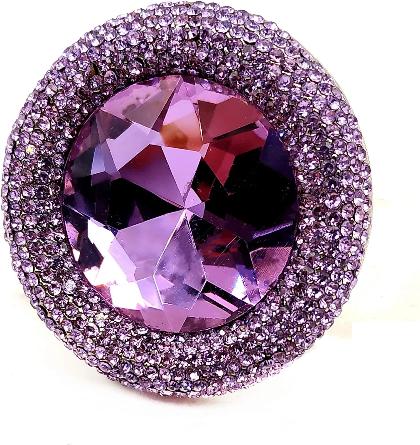 Glitter Wide Pave Round Stone Shaped Brooch Rhinestone Pin