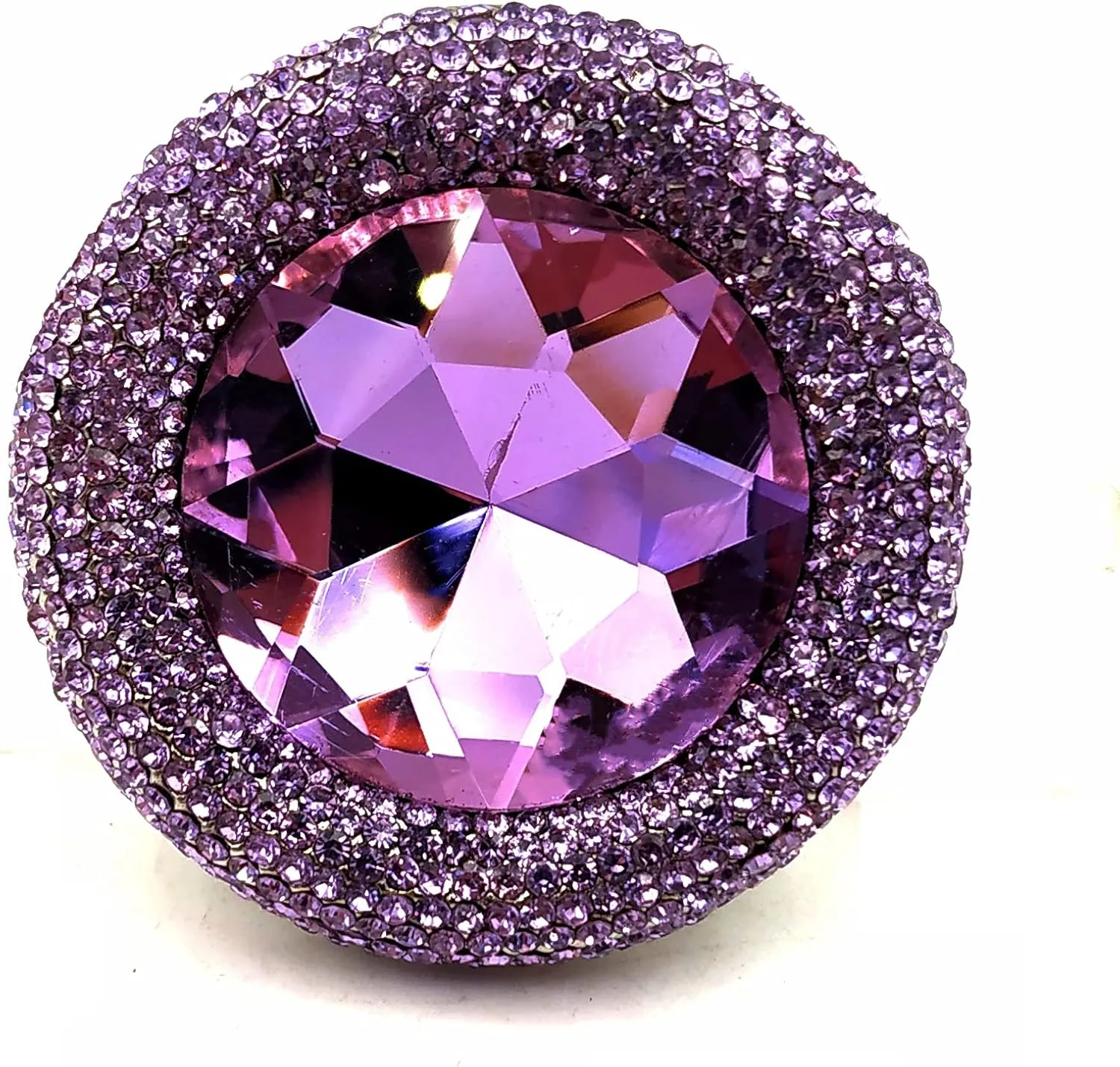 Glitter Wide Pave Round Stone Shaped Brooch Rhinestone Pin