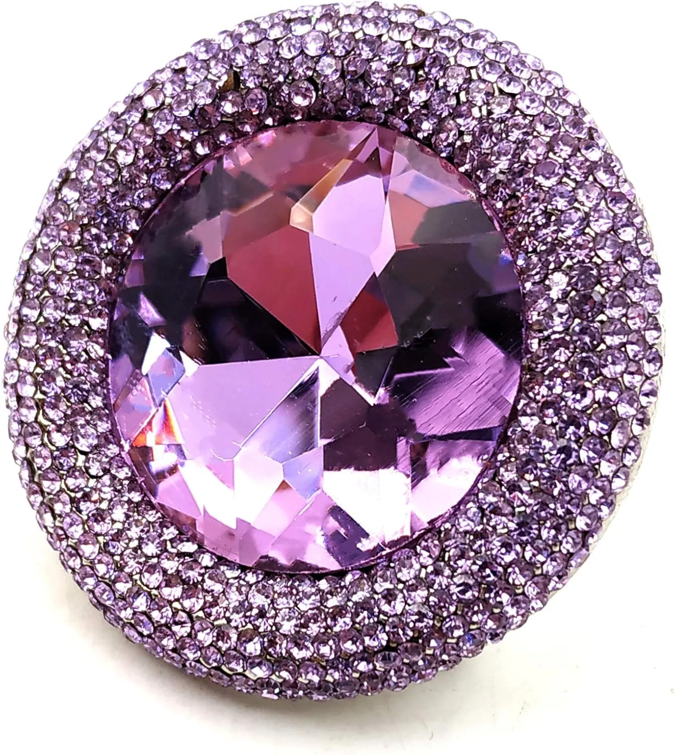 Glitter Wide Pave Round Stone Shaped Brooch Rhinestone Pin
