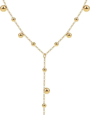 Gold Lariat Necklace for Women Dainty,14k Gold Plated Long Y-Shaped Pendant Necklace Trendy,Gold Layered Pearl Choker Cross Bar CZ Beaded Snake Chain Drop Necklaces Non Tarnish