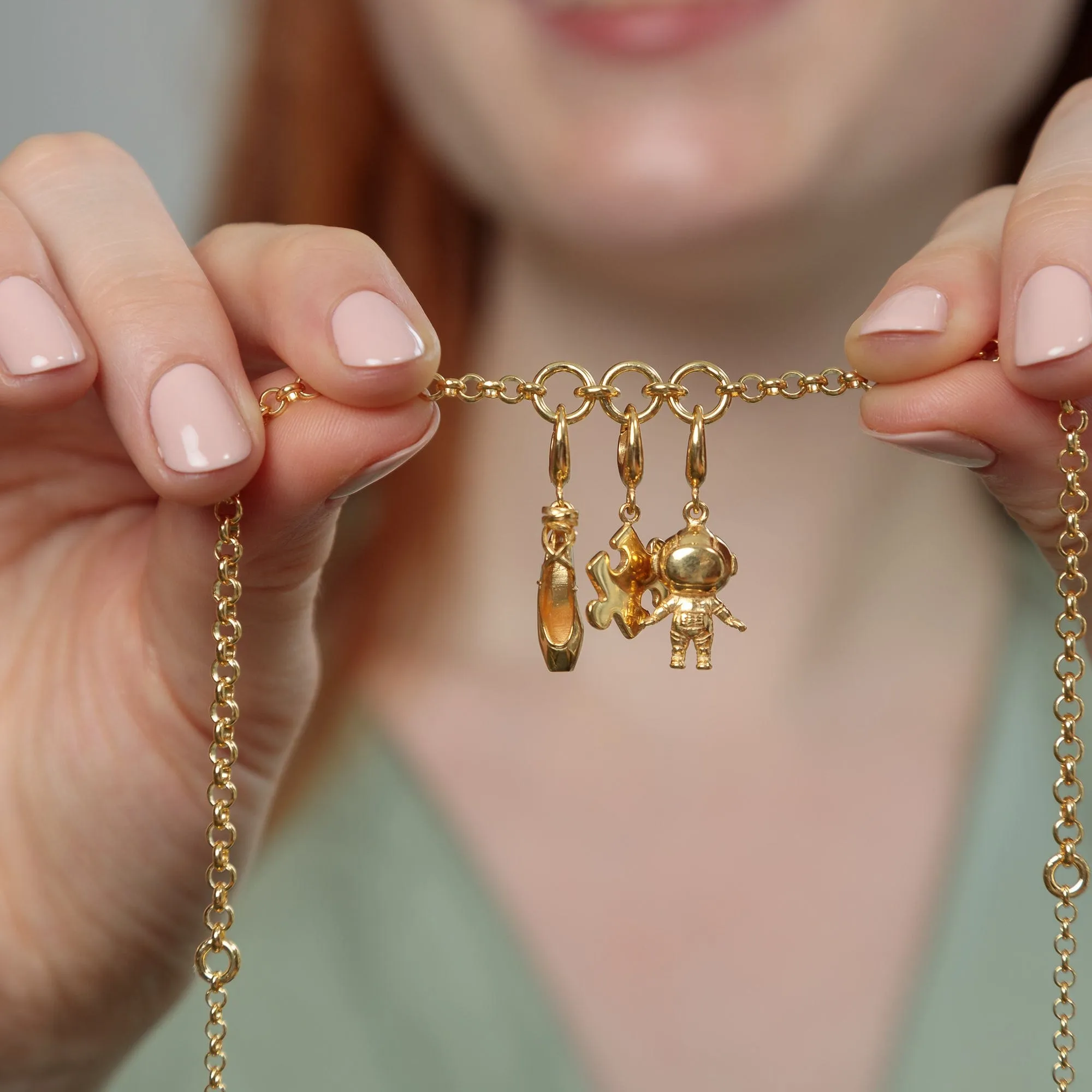 Gold Plated Trinity Charm Collector Necklace