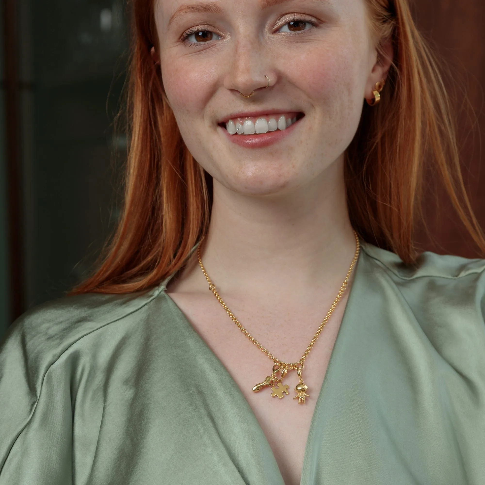 Gold Plated Trinity Charm Collector Necklace