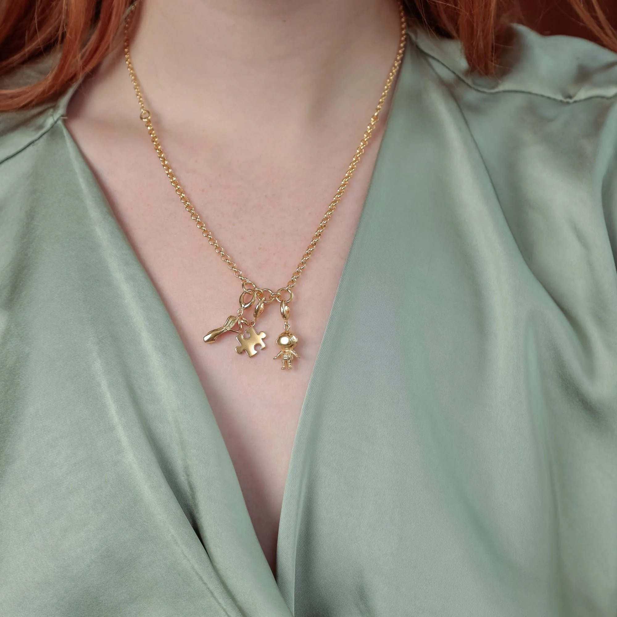 Gold Plated Trinity Charm Collector Necklace
