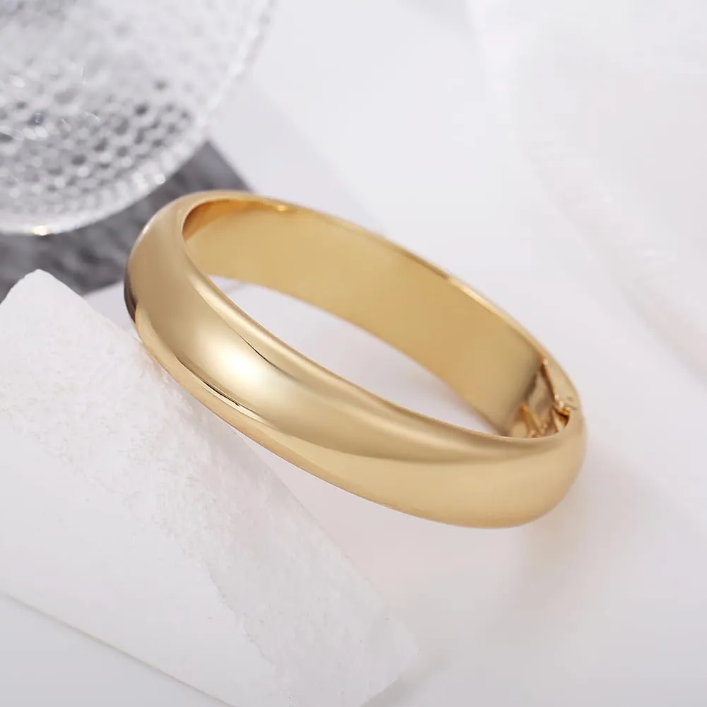 Gold Polished Chunky Twisted Hinged Waterdrop Bangle Bracelet for Women Spiraled Oval Bangle Bracelet