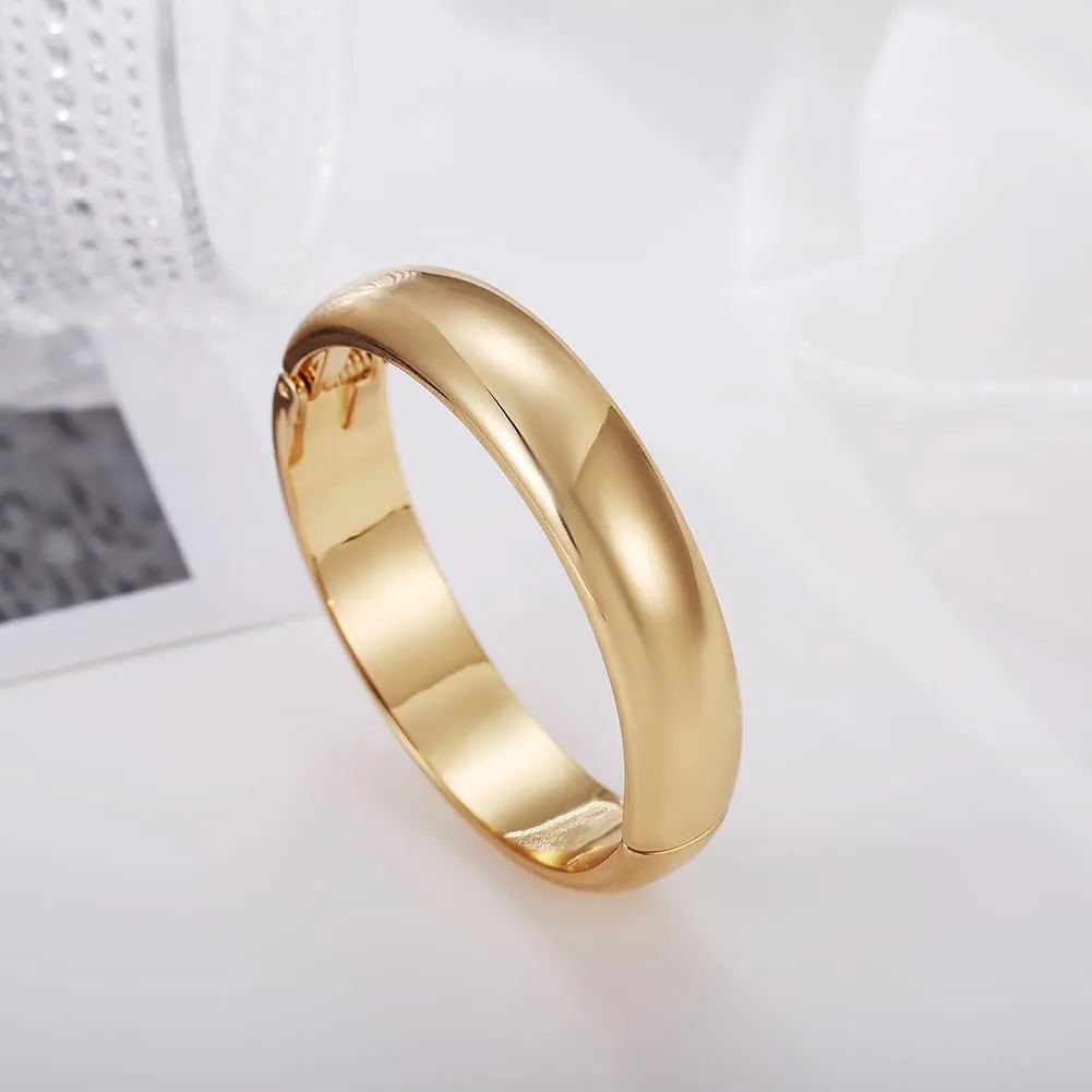 Gold Polished Chunky Twisted Hinged Waterdrop Bangle Bracelet for Women Spiraled Oval Bangle Bracelet