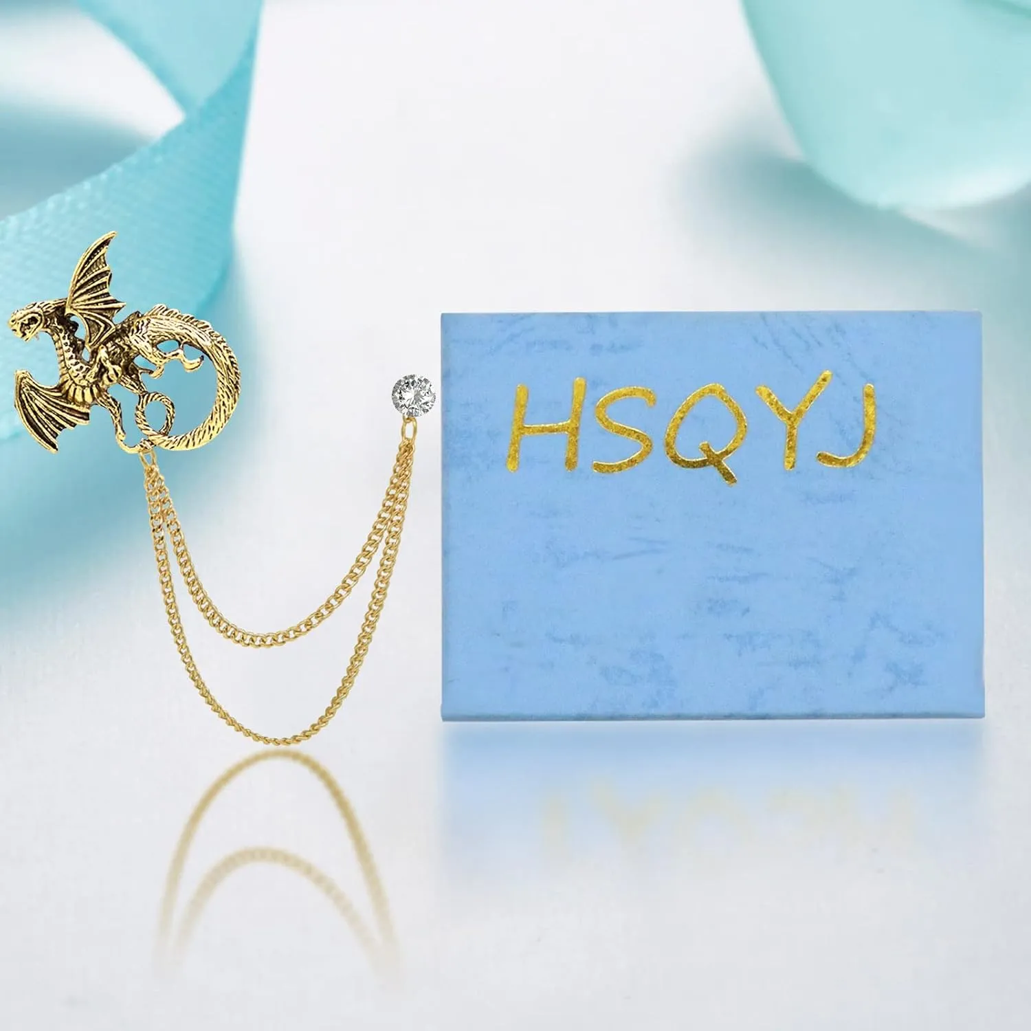 Gold Silver Plated Chain Rose Flower Violin Five-pointed Star Brooches Collar Pins Crystal With Hanging Chain Suit Shirt Lapel Brooch Pin Fashion Jewelry for Men Boy
