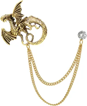 Gold Silver Plated Chain Rose Flower Violin Five-pointed Star Brooches Collar Pins Crystal With Hanging Chain Suit Shirt Lapel Brooch Pin Fashion Jewelry for Men Boy