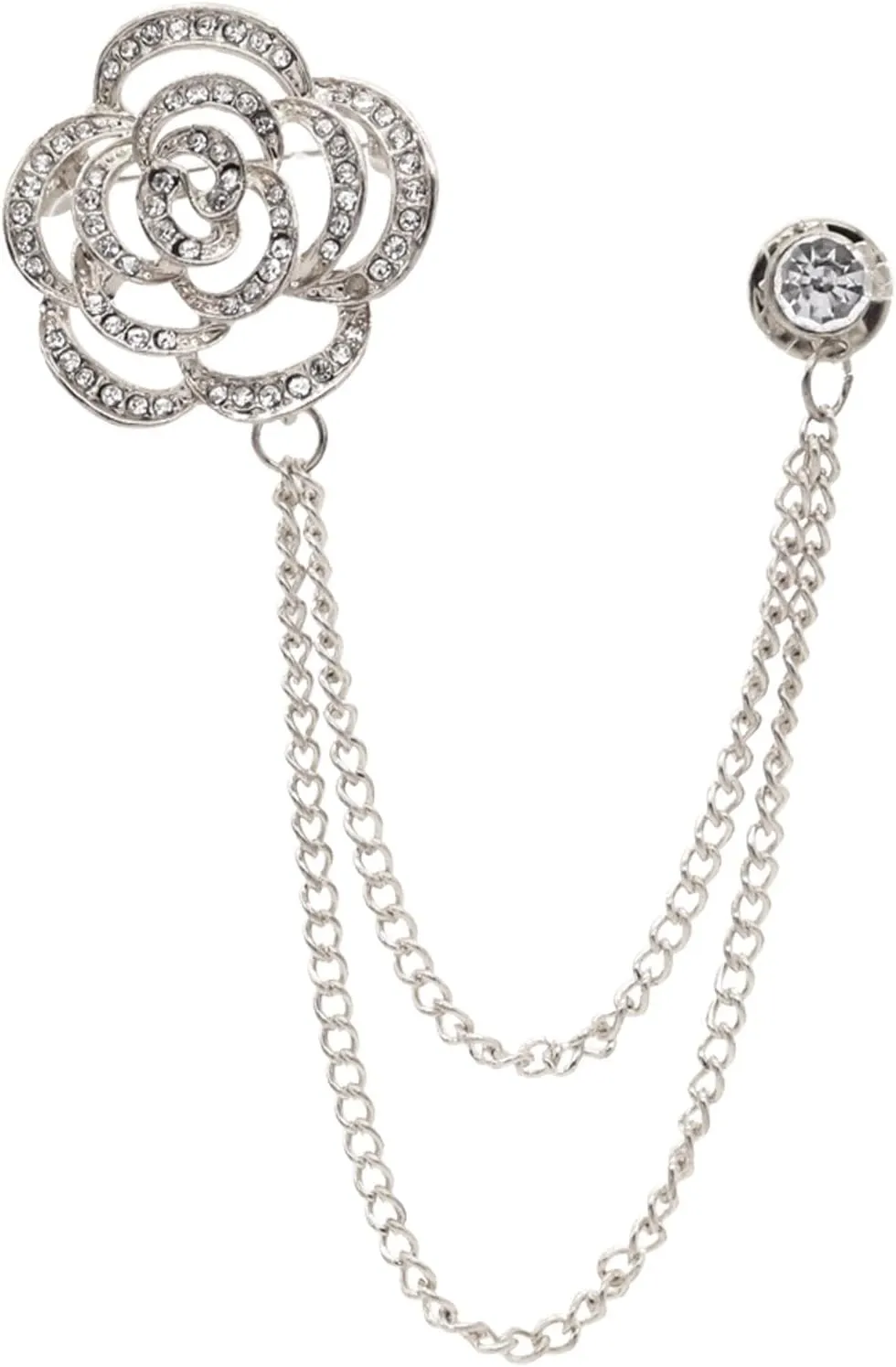 Gold Silver Plated Chain Rose Flower Violin Five-pointed Star Brooches Collar Pins Crystal With Hanging Chain Suit Shirt Lapel Brooch Pin Fashion Jewelry for Men Boy