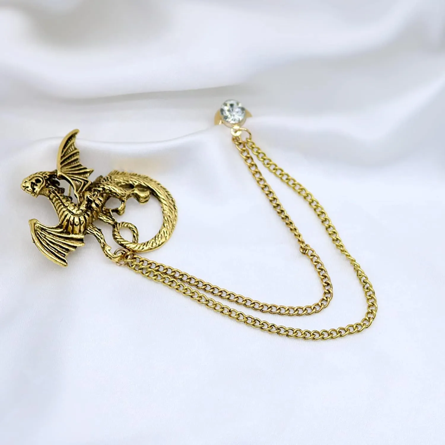 Gold Silver Plated Chain Rose Flower Violin Five-pointed Star Brooches Collar Pins Crystal With Hanging Chain Suit Shirt Lapel Brooch Pin Fashion Jewelry for Men Boy