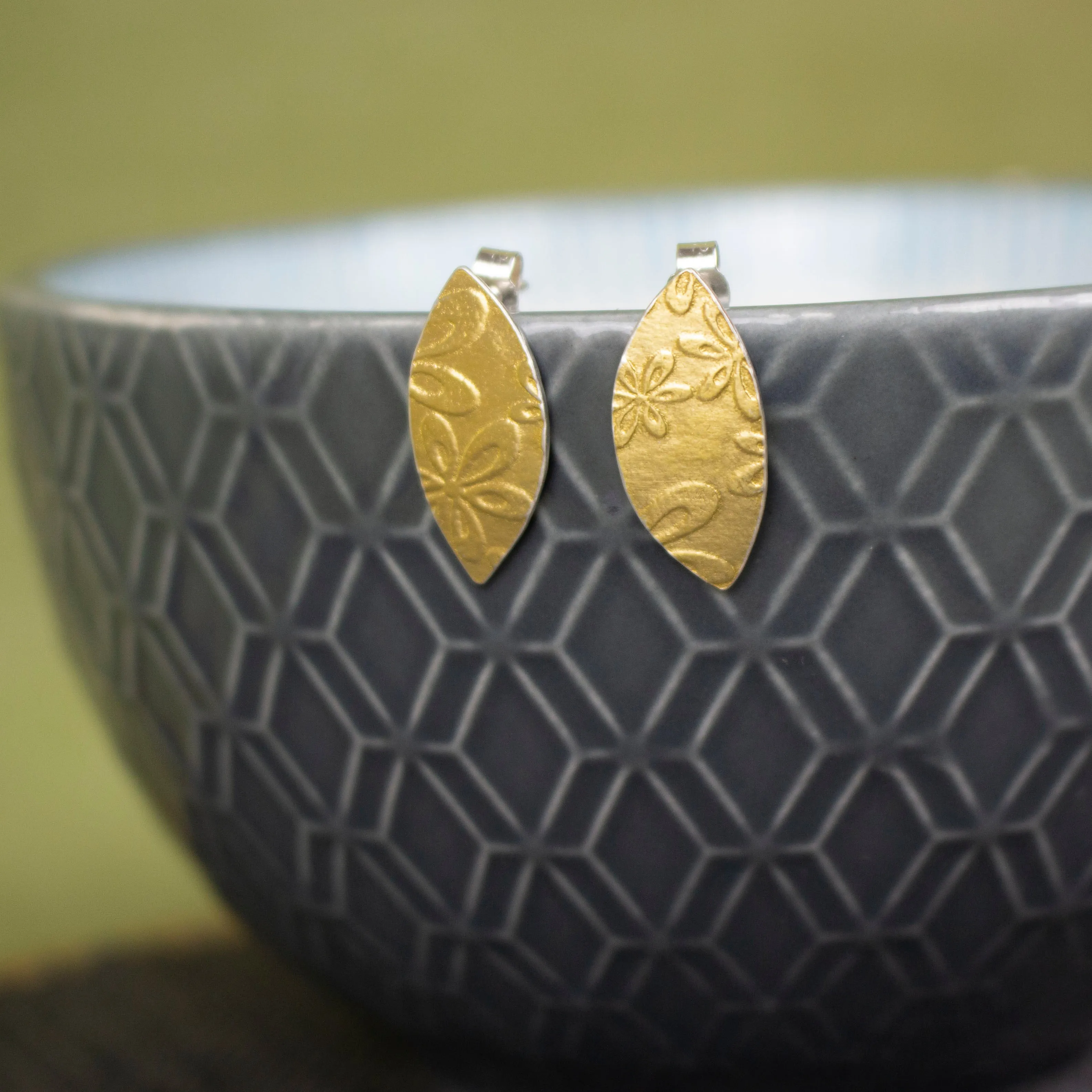 Golden Floral Petal Stud Earrings