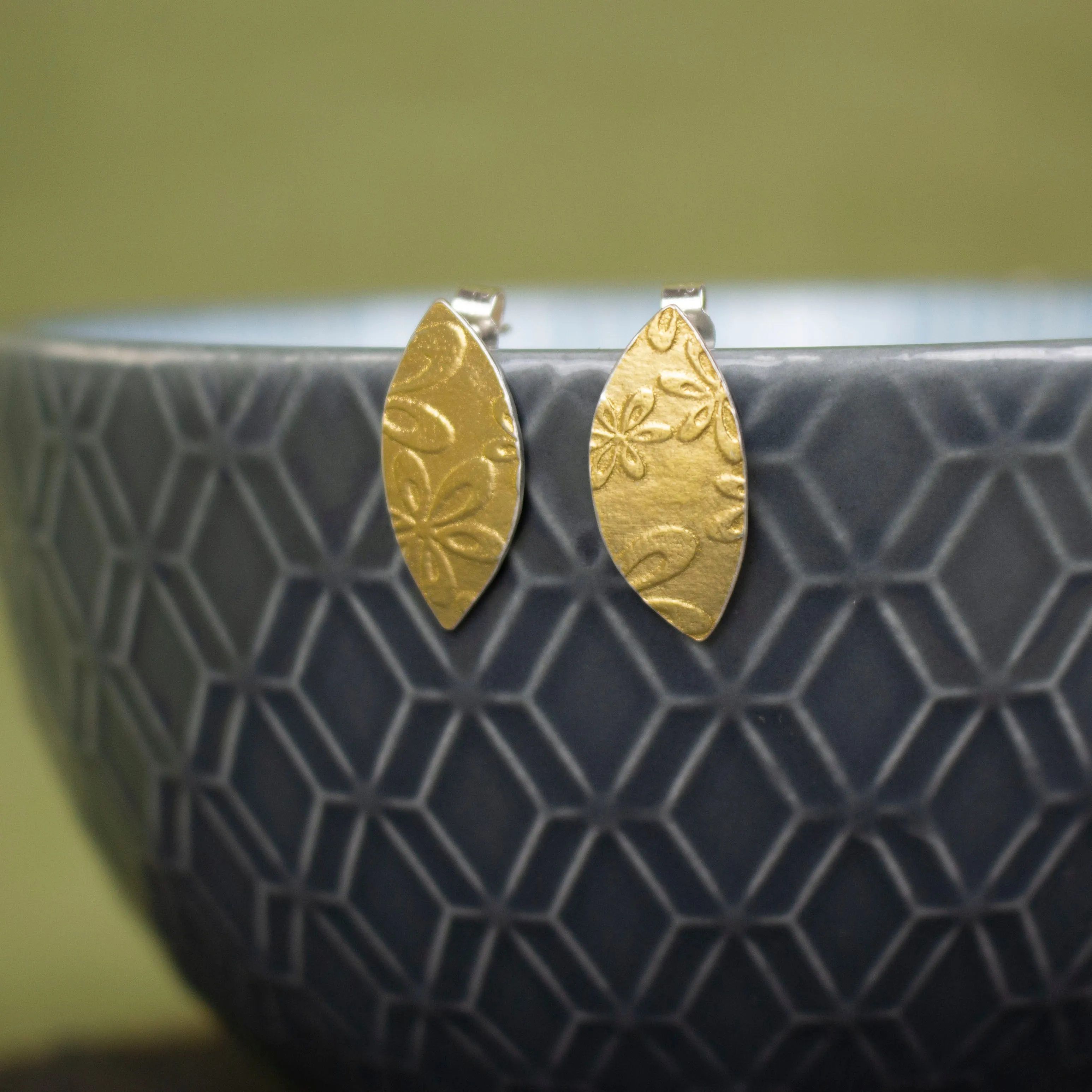 Golden Floral Petal Stud Earrings