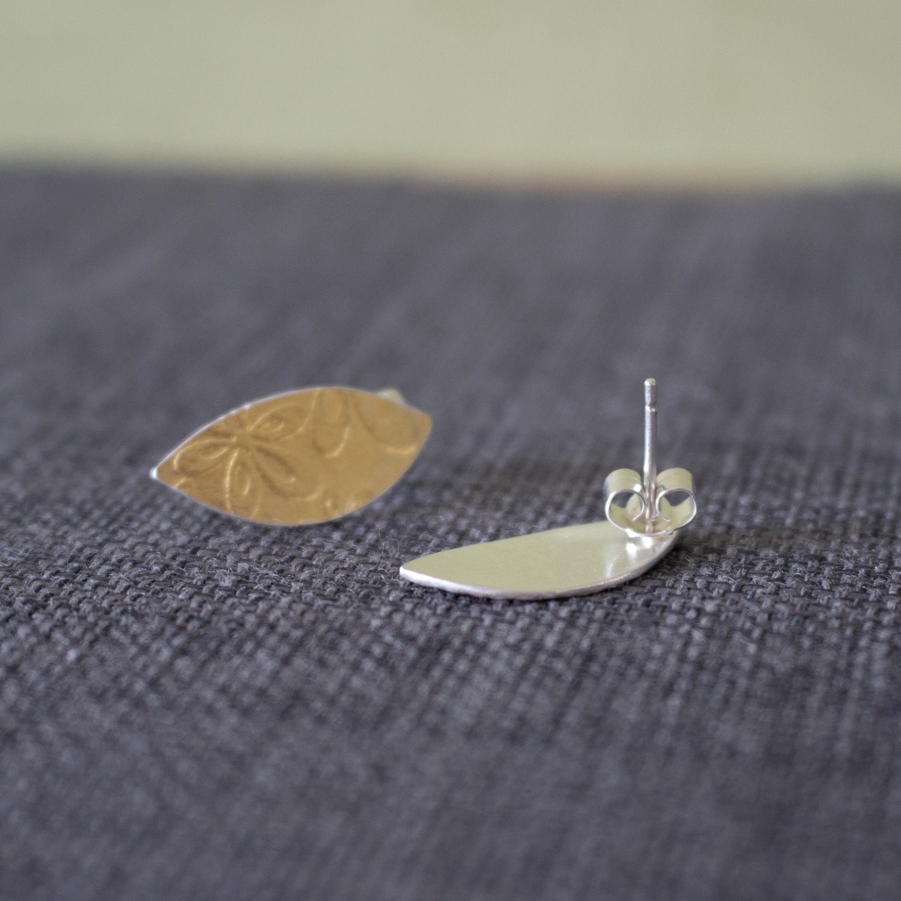Golden Floral Petal Stud Earrings