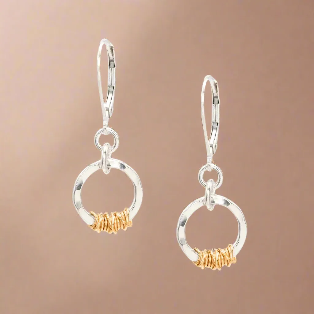 Golden Halo Hammered Sterling Earrings
