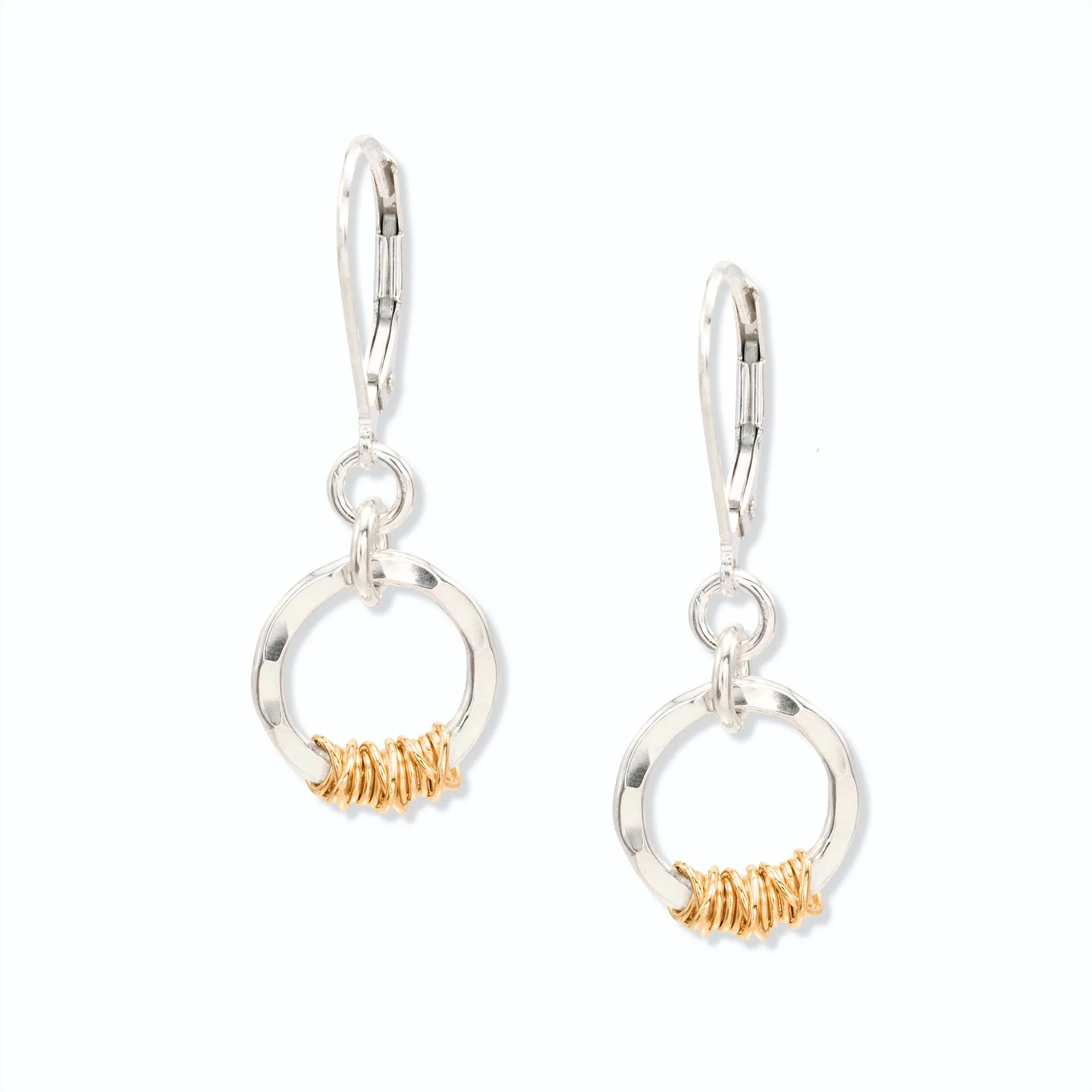 Golden Halo Hammered Sterling Earrings
