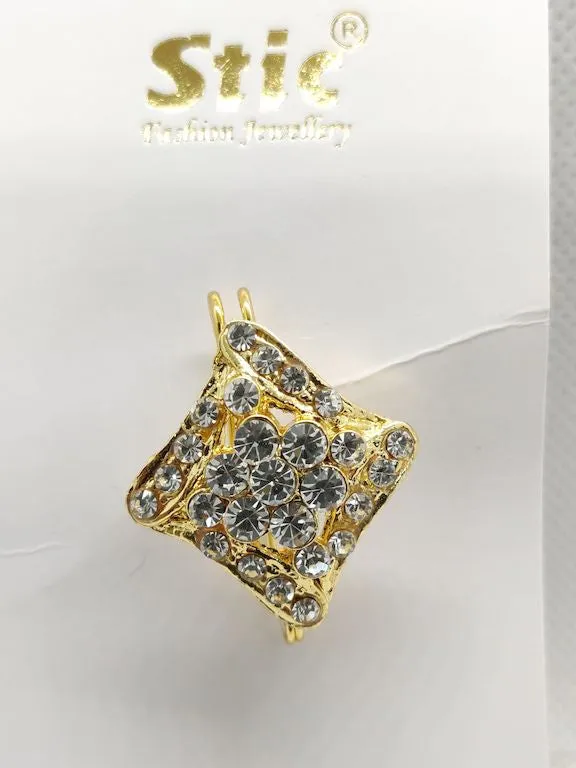 Golden Stone Studded Diamond Brooch