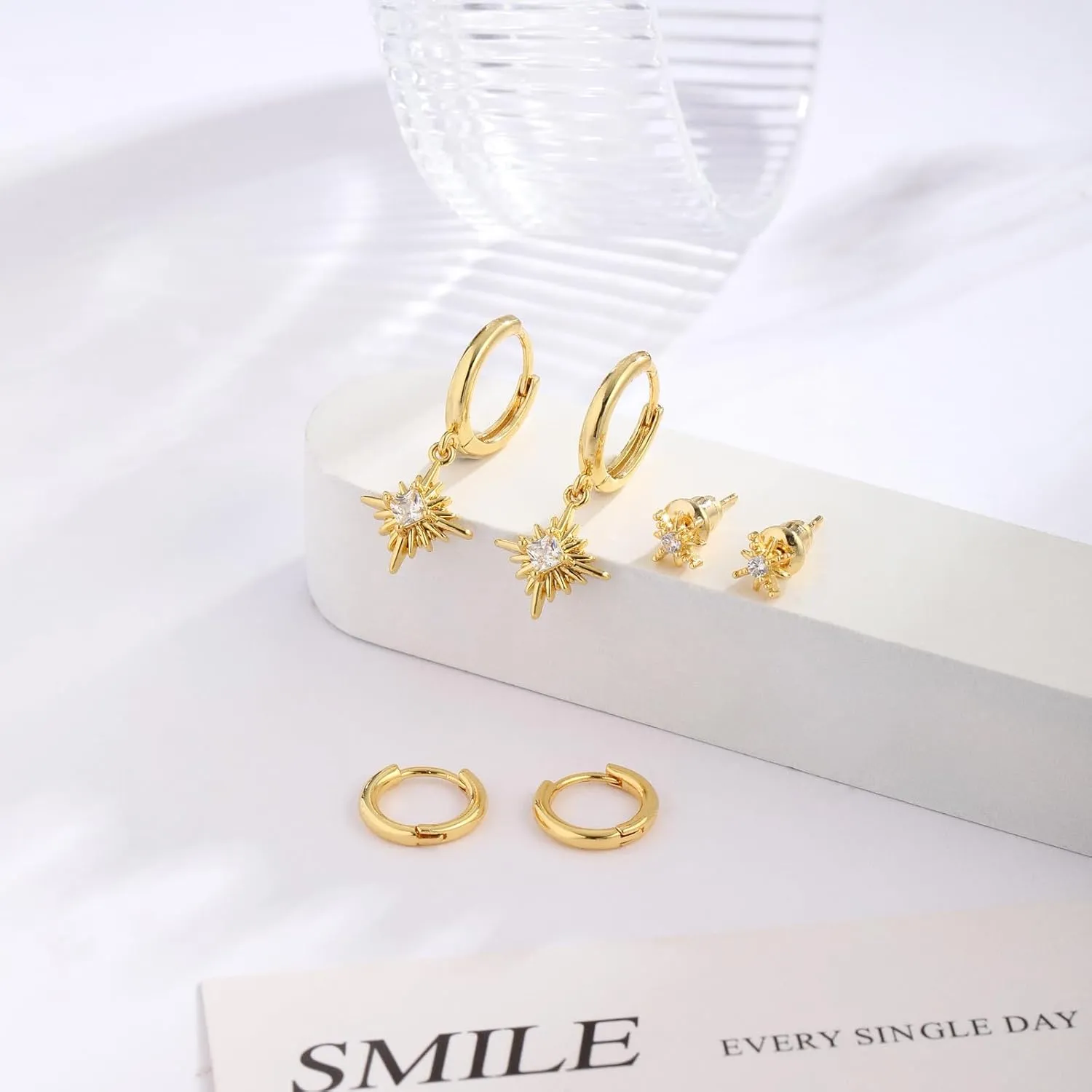 Gold/Silver Hoop Earrings Set for Women Stackable Earrings 14K Gold/Sterling Silver Plated Huggie Cartilage Earring Stud Earrings Sets for Multiple Cubic Zirconia Earrings Dainty Trendy On Jewelry