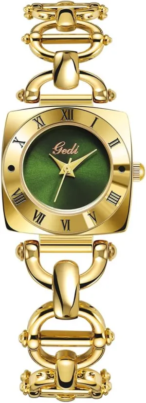 Gosasa Women's Luxury Fashion Watch Square Gold Quartz Watch Carved Roman Numerals Logo Watch Vintage Quartz Watch