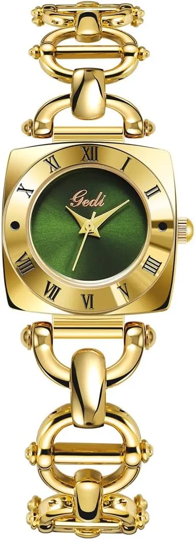 Gosasa Women's Luxury Fashion Watch Square Gold Quartz Watch Carved Roman Numerals Logo Watch Vintage Quartz Watch