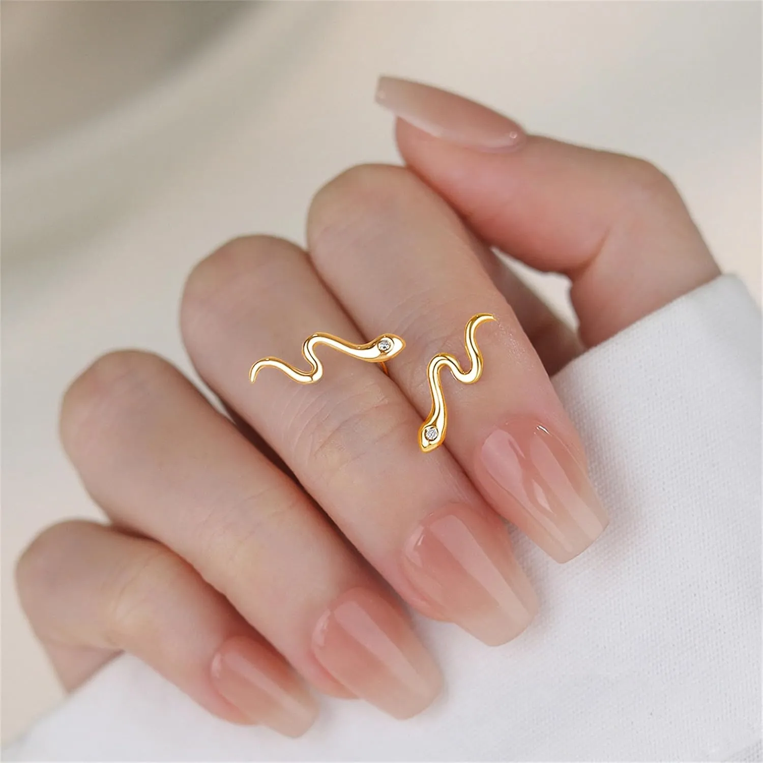 Gothic Gold Snake Earrings for Women, Hypoallergenic 14K Gold Plated Goth Snake Shaped Clip On Earrings