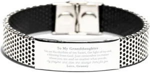 Granddaughter Gift from Granny. Granddaughter, My prayers and love are always there for you. Best Birthday Stainless Steel Bracelet For Granddaughter. Graduation Gift Idea