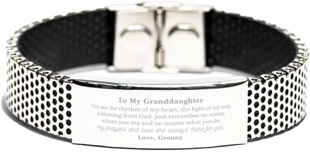 Granddaughter Gift from Granny. Granddaughter, My prayers and love are always there for you. Best Birthday Stainless Steel Bracelet For Granddaughter. Graduation Gift Idea