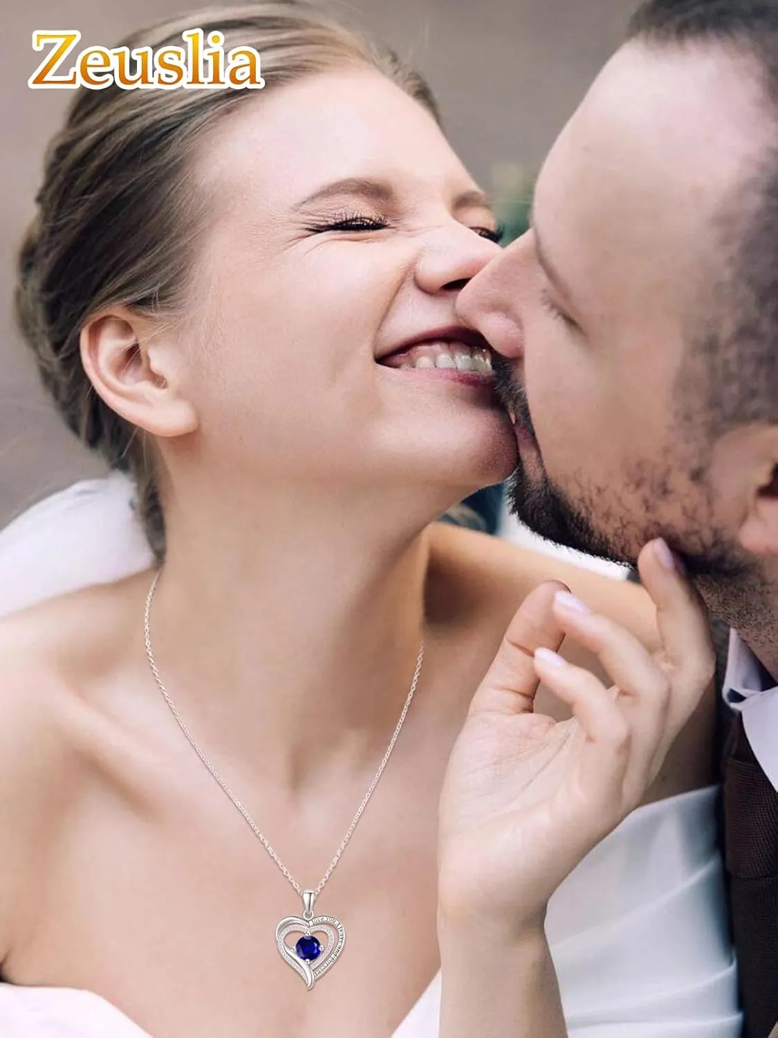 Heart Necklaces for Women Mother, White Gold I Love You Always and Forever Jewelry with Birthstone Pendant, Anniversary Birthday Gifts for Her Wife Girlfriend, 18 2 Inch Chain