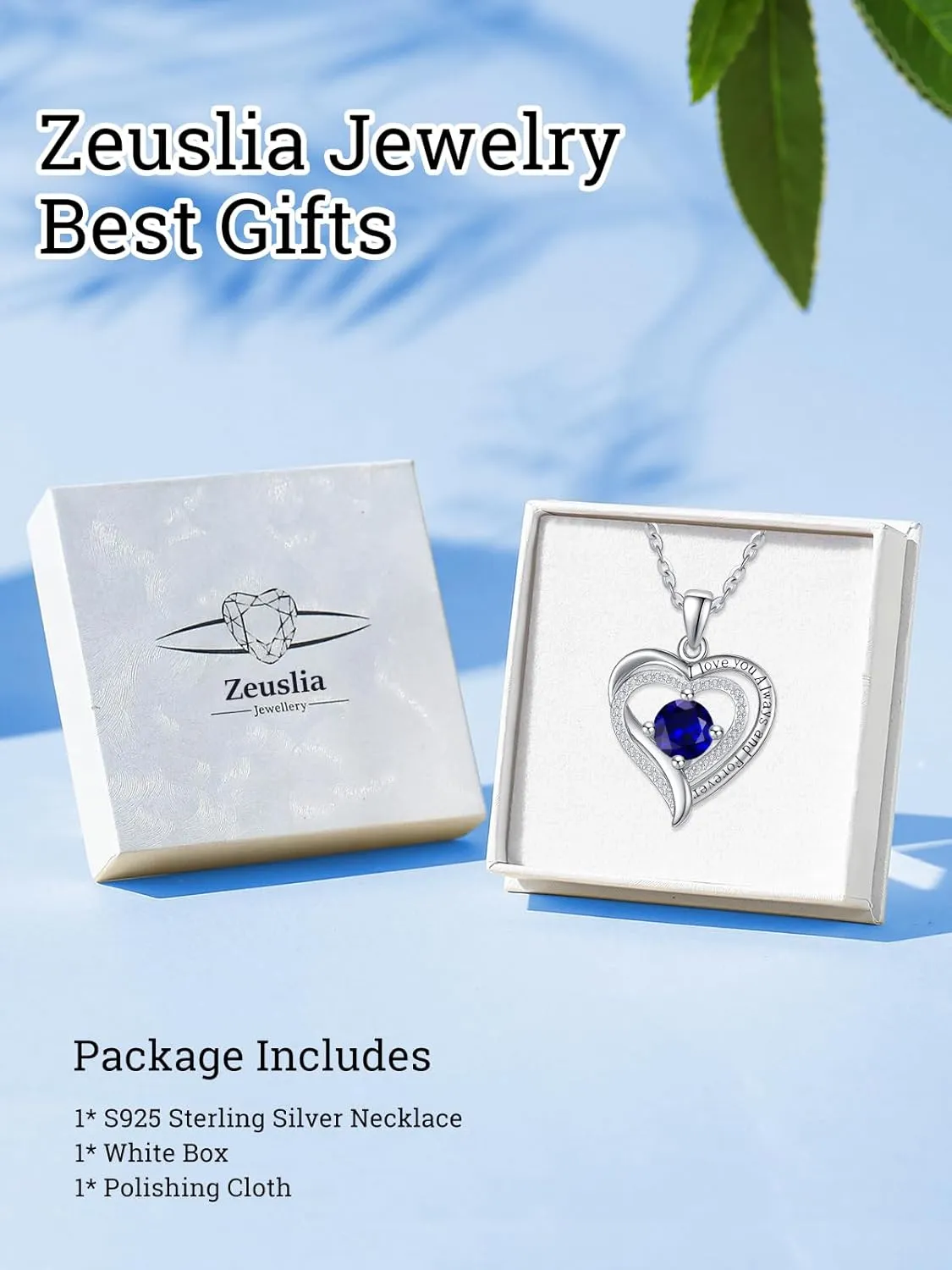 Heart Necklaces for Women Mother, White Gold I Love You Always and Forever Jewelry with Birthstone Pendant, Anniversary Birthday Gifts for Her Wife Girlfriend, 18 2 Inch Chain