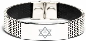 Hebrew Jewish Prayer Bracelet, Am Yisrael Chai Star of David, Israeli Jewish Jewelry Gifts for Jewish Prayer, Stainless Steel Bracelet