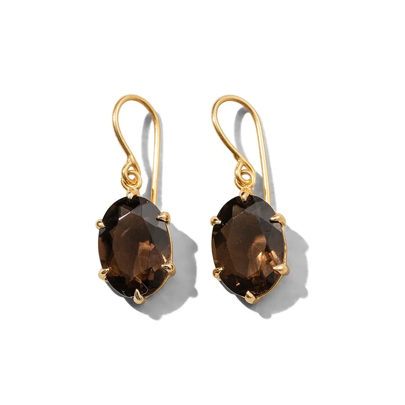 Helene Earring, Smokey Quartz, Gold