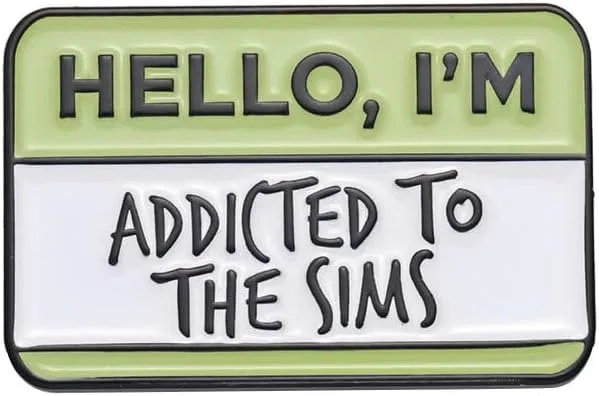 ''Hello,I'm Addicted To The Sims'' Brooches Enamel Pin Cute Funny Dialog Lapel Pins Novelty Dialogue Badges Quotes Brooch Jewelry Gift Backpacks Hats Bags Clothes Decorative for Women Girls Boys